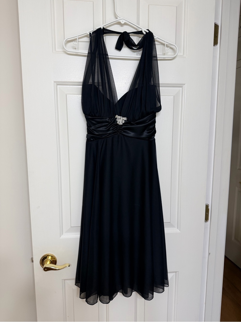 XOXO Black Halter Dress with Rhinestone Accent